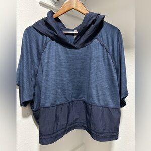 Free People On the Move Hoodie Navy cropped short sleeve. NWT. XL.